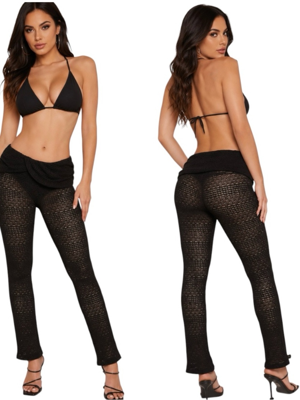 SHEIN BAE Foldover Waist Sheer Pants Without Panty size M NWT